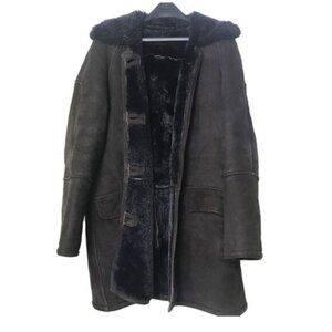 GilbertCohen Montreal Vintage Shearling Sheepskin Leather Coat Warm Fur Pocket L